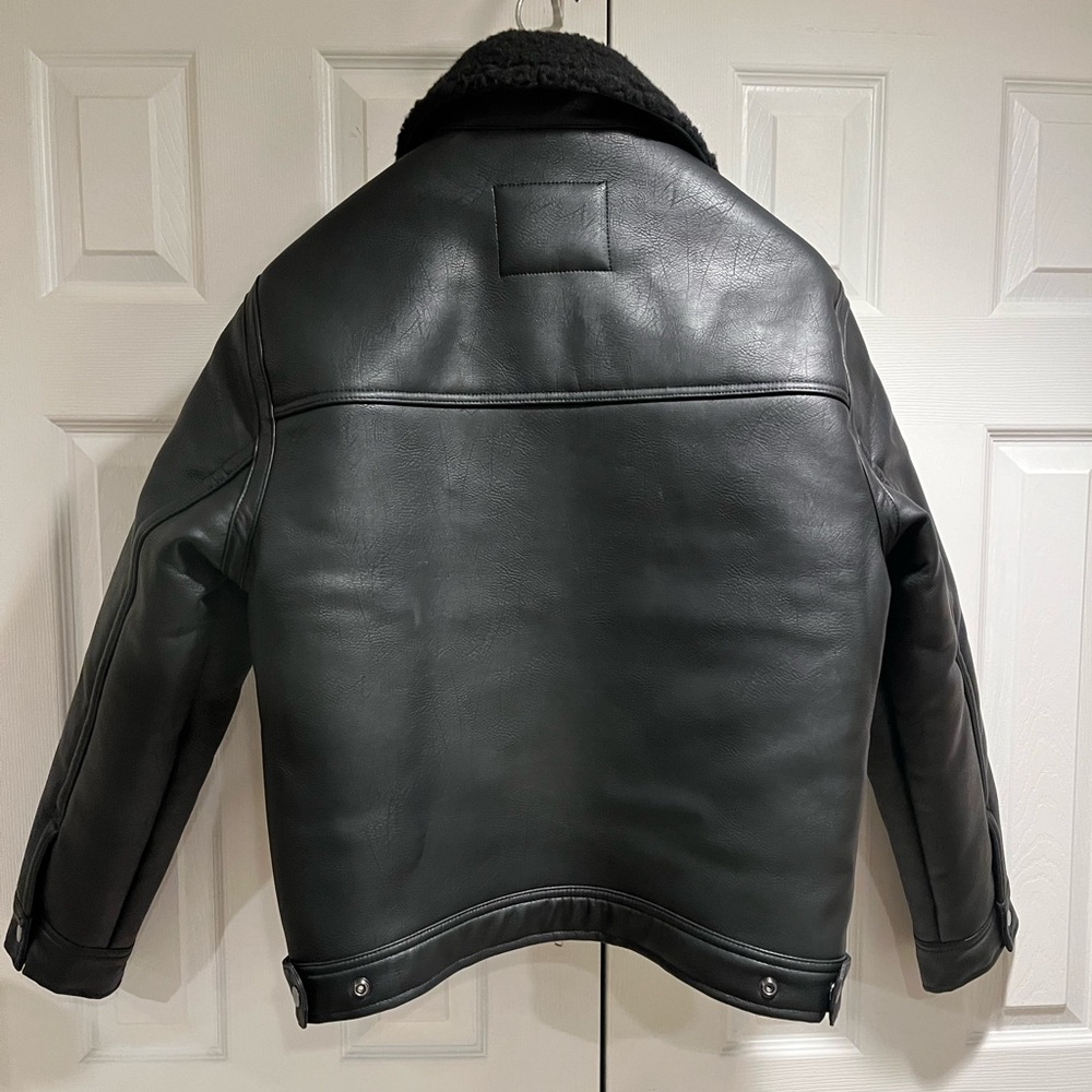 Abercrombie & Fitch Cropped Vegan Leather Jacket - Brown/Black / Medium - NWT - Picture 5 of 13